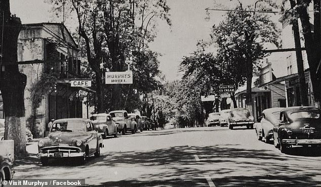 The town, meanwhile, was founded by three Irish brothers in 1844. It can be seen here several decades later.