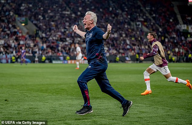 West Ham United manager David Moyes did not hold back in his celebrations that night.