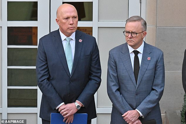 When asked how Albanese (pictured right with Dutton) was performing in the role, 36 percent of respondents said he was doing a good job, while 50 percent of respondents said the first minister was doing a bad job.