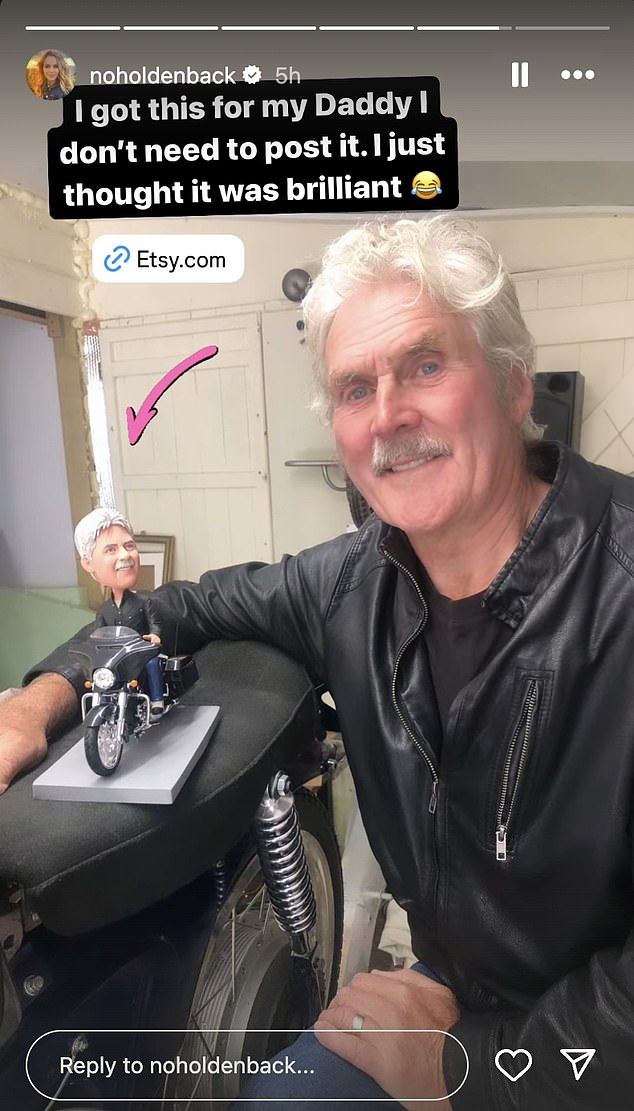 He also shared a glimpse of the gift he had given Frank for the holidays: a small figurine of himself, sitting astride a black motorcycle, and took a photo of Frank next to it to show the impeccable resemblance.