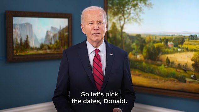 Biden released a video announcing that he would debate Trump. He said 'make me a friend of the day, I'll even do it twice' and challenged the former president 'let's pick the dates, Donald'