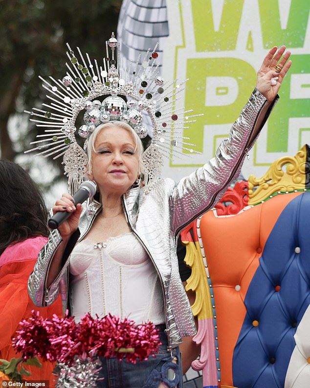 Lauper photographed at the WeHo Pride Parade this month