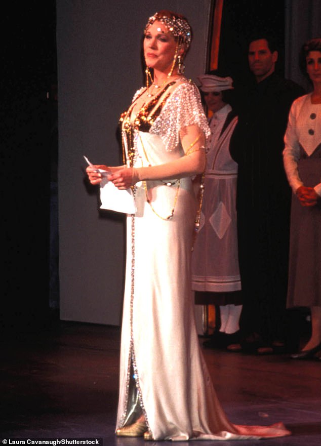 She announced that she would reject the nomination during the curtain call of a Victor/Victoria matinee; She is pictured delivering the news on stage on May 8, 1996.