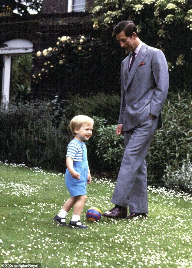 The Prince of Wales shared a photo (pictured) of him playing football with the King to mark Father's Day.