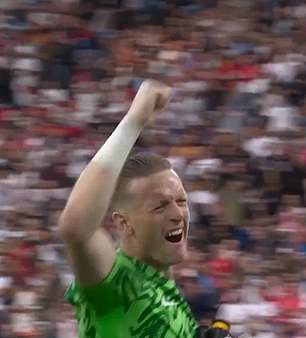 Pickford gestured to the English fans before kick-off