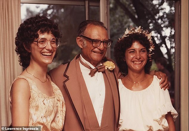 On Gina's wedding day, with her sister Angela and her father Angelo. Her mother did not live to see this moment.