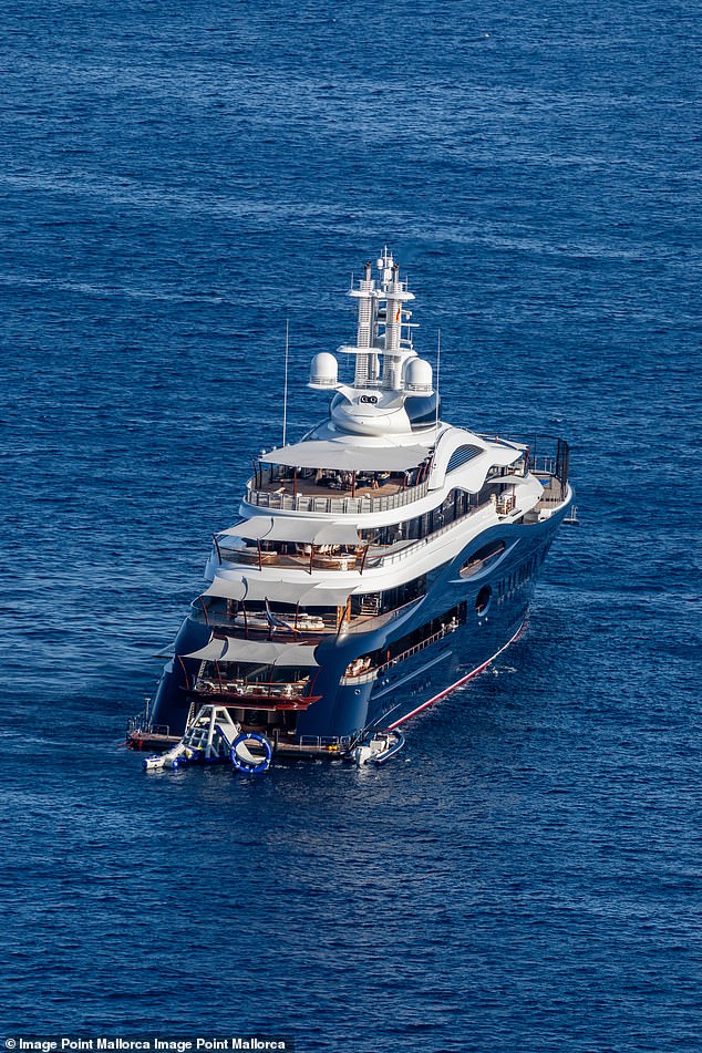 The superyacht has been spotted off the coast of the Spanish island of Mallorca.