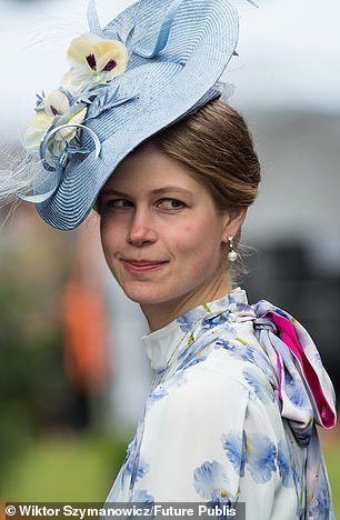 Lady Louise Windsor (pictured) turned to her mother Sophie, 59, for style inspiration and borrowed a light blue floral headpiece from Jane Taylor London.