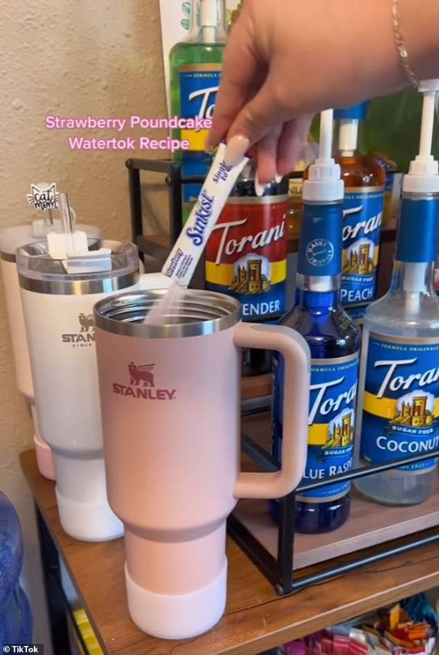 An example of a popular trend on TikTok last year called #WaterTok where creators dumped tons of artificial sweeteners and syrups into their often giant water bottles.