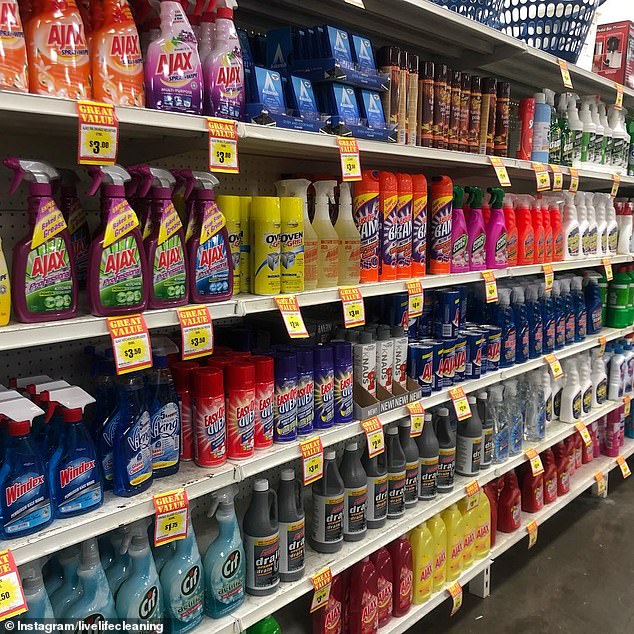 Shoppers can find deeply discounted cleaning products in the store.