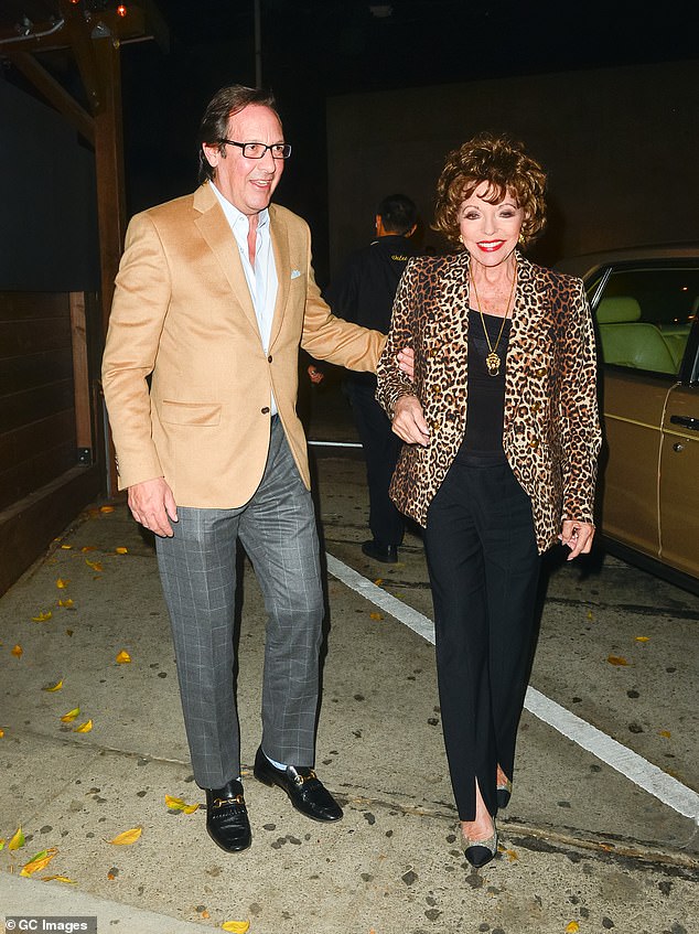 Joan Collins steps out with her husband Percy Gibson in Los Angeles in 2021