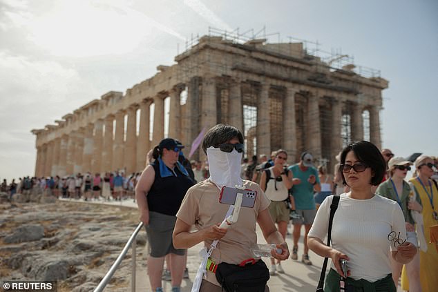 The Parthenon was closed this week, with members of the Red Cross on hand to hand out bottled water as temperatures soared across the continent.