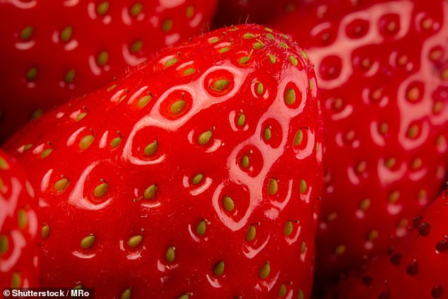 Densely packed lumps or holes, like these strawberry seeds, were more distressing for women and young people who typically spend more time on social media (file image)