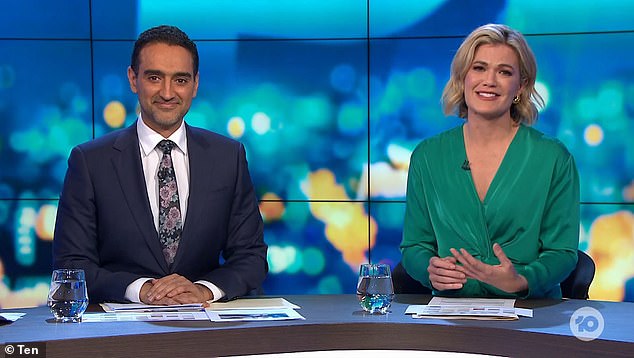 Ms Xu's comment was met with surprise and laughter by The Project hosts Waleed Aly (pictured left) and Sarah Harris (pictured right).