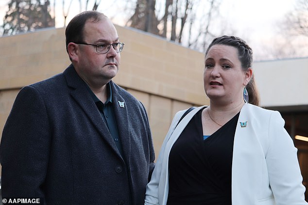 Katrina Munting (right) was supported by her husband Danny (left) in court on Monday.