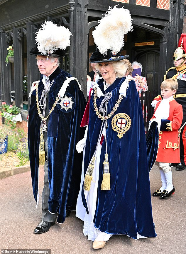 King Charles and Queen Camilla arrive for the Order of the Garter service in Windsor today