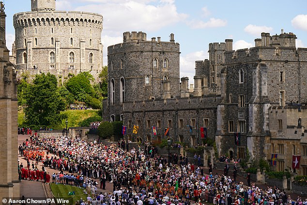 A view of the procession to attend the annual Service of the Order of the Garter at St George's Chapel