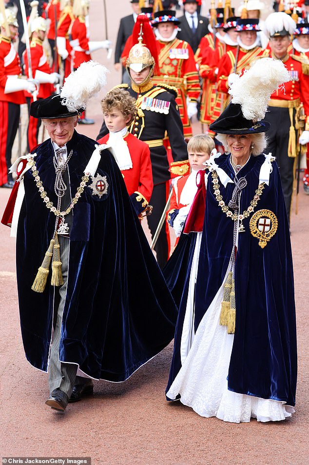 King Charles and Queen Camilla arrive for the Order of the Garter service in Windsor today