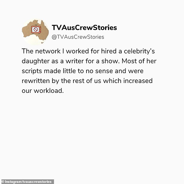 An anonymous Instagram account @TVAUSCrewStories has exposed the struggles faced by professionals working alongside these so-called 'nepo babies'.