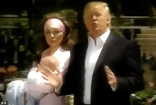 In the video, then-TV star Donald Trump hosts the final season of The Apprentice with Melania by his side.