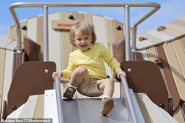 Prince Julian wasted no time and tried out the new equipment at the new playground that bears his name.