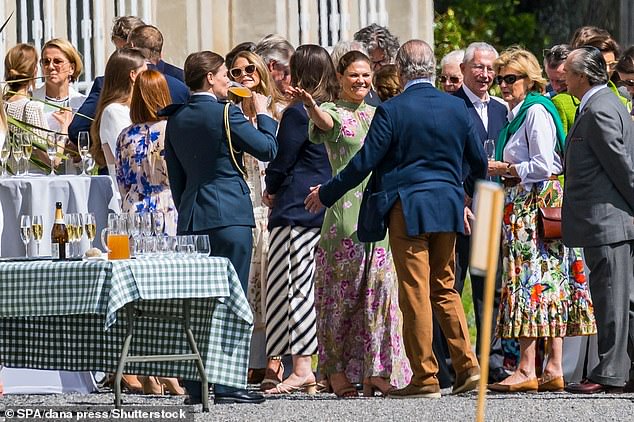 The Swedish royals enjoyed a drinks reception and lunch as part of Queen Silvia's 80th birthday celebrations.