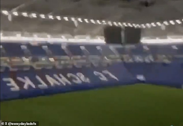 The viral video shows that the German stadium was deserted but the lights were on