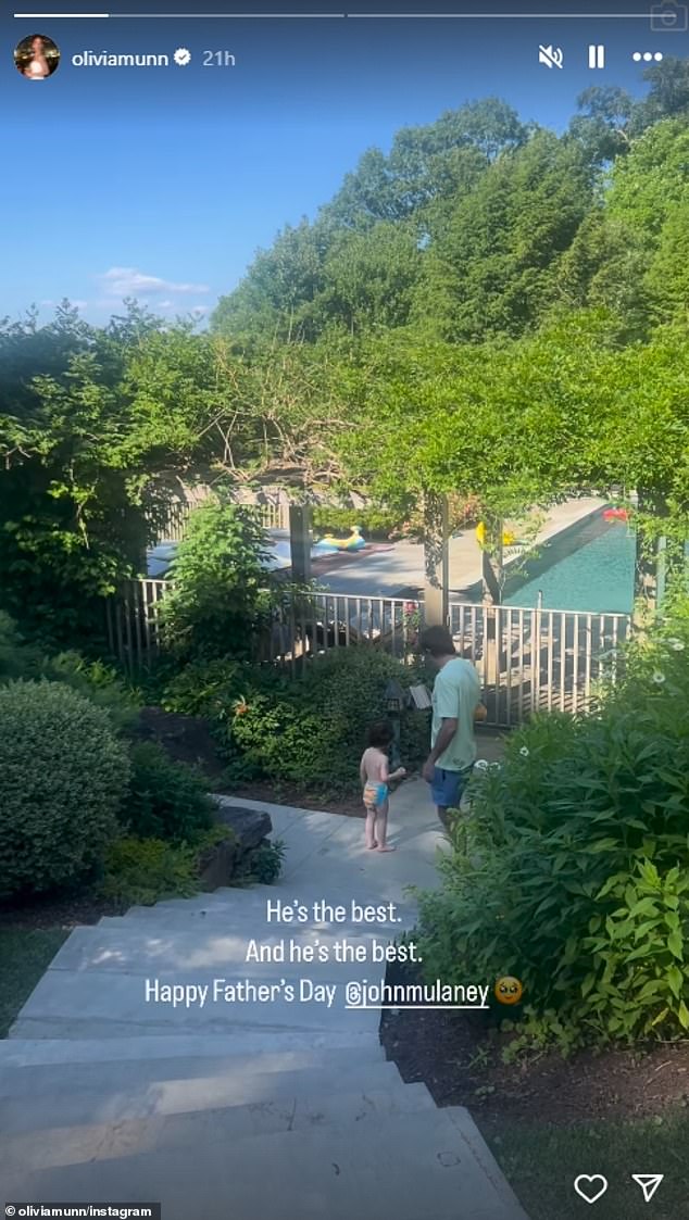 Olivia also shared a sweet post on Instagram on Father's Day. She took a short video of John and his son walking to the pool.