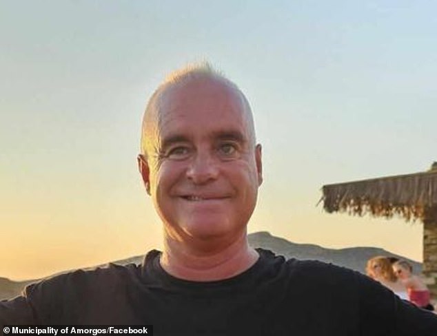 Meanwhile, three tourists – two French women and an American, Albert Calibet (pictured), 59 – are being sought in the Cyclades Islands. Calibet, a retired Los Angeles sheriff's deputy, was last seen walking alone in very hot conditions in Amorgos.