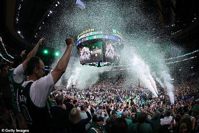 Confetti began to fall at TD Garden to mark the Boston Celtics' first title since 2008