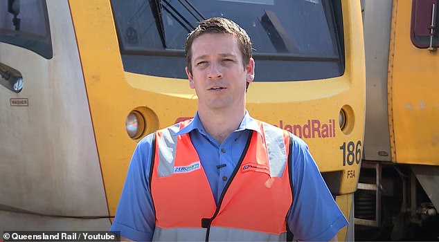 Train drivers had an average salary of $132,430, in a job that required a Certificate IV in Train Driving (pictured, a Queensland Rail driver in Brisbane)