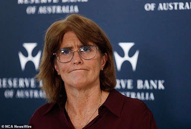 The RBA has refused to follow the European Central Bank's lead in cutting interest rates this month, simply because Australian inflation remains too high (pictured Reserve Bank Governor Michele Bullock).