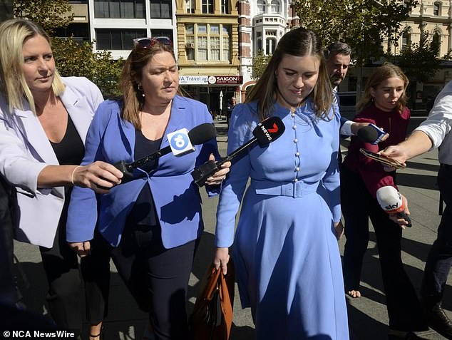 Brittany Higgins outside the David Malcolm Justice Center in Perth earlier this year. Image: NCA NewsWire / Sharon Smith