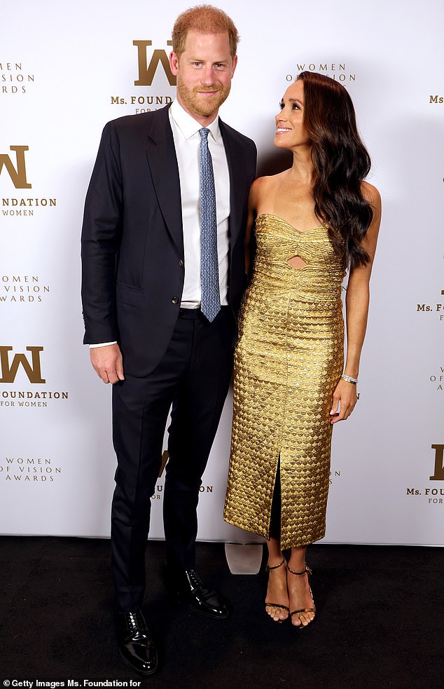 Pictured: Prince Harry and Meghan Markle at the 'Women of Vision Awards' in New York in May 2023