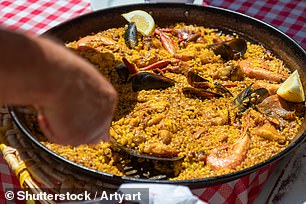 Paella is a popular dish in Ibiza that is usually served in giant pots to share with the whole table.