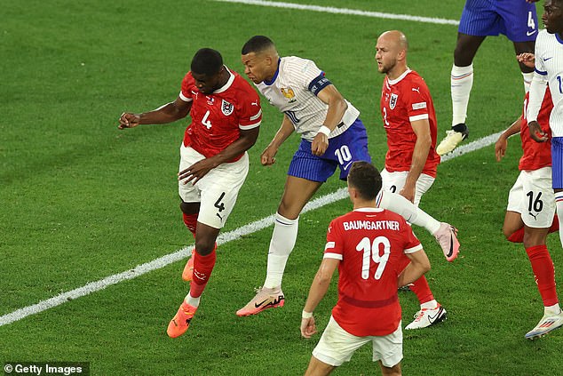 The France captain collided with Kevin Danso in the build-up to France's corner kick on Monday.