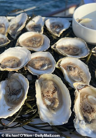 Rounds of fresh oysters were handed out with a simple seasoning in the form of cracked pepper.