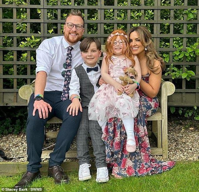 Florence Bark, aged seven, her mother, Stacey Bark, aged 34, her father, Andrew, aged 36, and her brother, Freddie, aged 10.