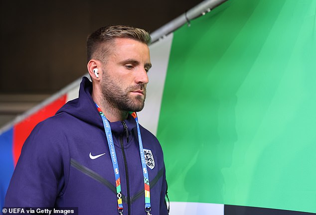 Trippier's fitness is of utmost importance for England as he occupies the left-back position, with Luke Shaw (above) currently struggling to fully recover from his injury at Euro 2024.