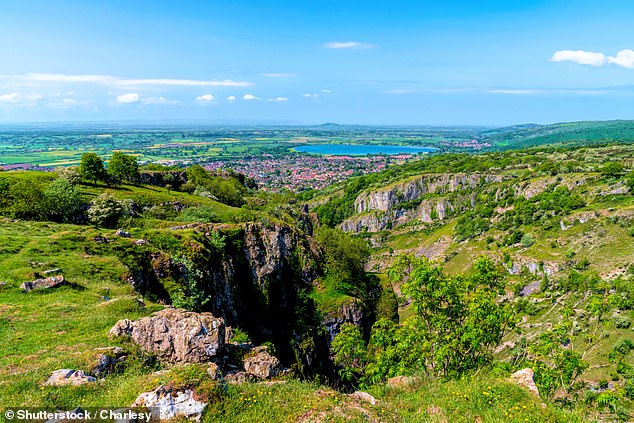 Cheddar Gorge in Somerset (pictured) comes in third, with visitors describing the views as 