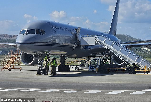 The Royal New Zealand Air Force plane (pictured) had faulty fuses and was unable to take off, leaving 50 business leaders stranded in Port Moresby for the night.