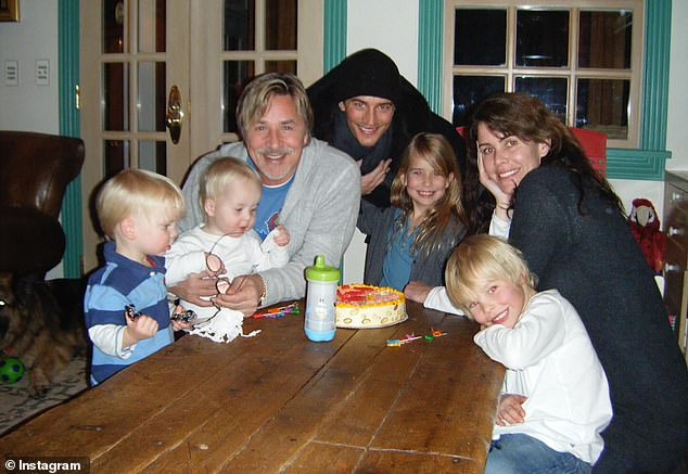 Don is seen here with his current wife Kelley and several of their children.