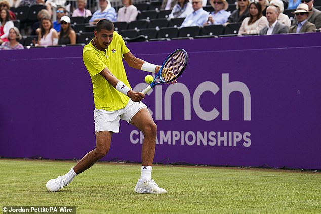 Murray beat Popyrin (pictured) 3-6, 6-3, 6-3 in the cinch championship at The Queen's Club.