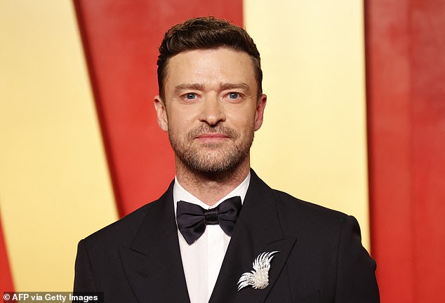 Justin Timberlake attends the Vanity Fair Oscar Party at the Wallis Annenberg Center for the Performing Arts in Beverly Hills, California on March 10, 2024