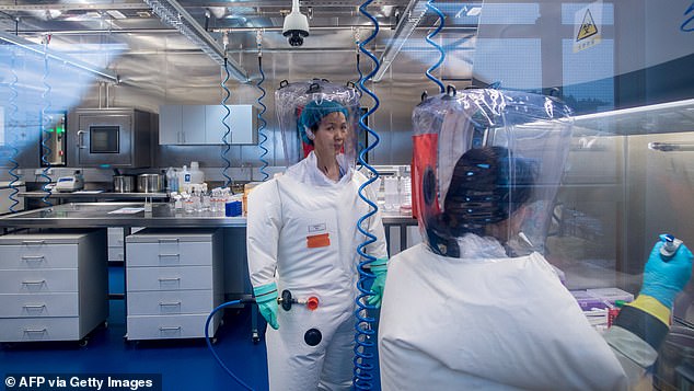 According to testimony on Tuesday, Chinese virologist Shi Zhengli (left), seen inside the Wuhan Institute of Virology (WIV) laboratory in 2017, learned research practices from Americans and coronavirus research at the Wuhan laboratory was funded by the United States.