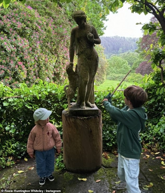 The children also explored the grounds and its collection of stone statues.