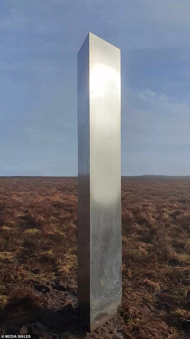 A giant Toblerone bar-shaped steel monolith has been spotted near Hay-on-Wye in Wales.