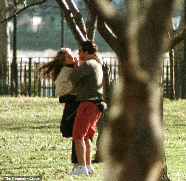 The couple walked with their dog from Tribeca to Battery Park in lower Manhattan.