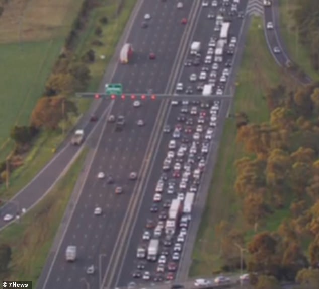 Traffic has been backed up for miles along the highway.