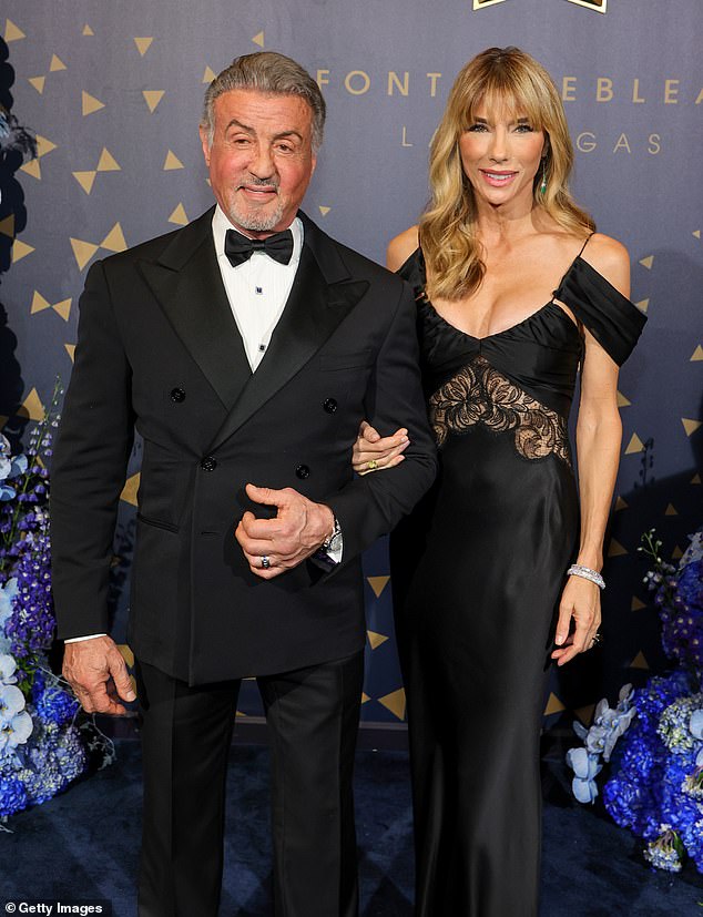 In 1994, Stallone and Dickinson had an affair while he was in a relationship with his now wife Jennifer Flavin. At the time, Dickinson would have been 39 years old, not 32; Stallone and Flavin seen in 2023